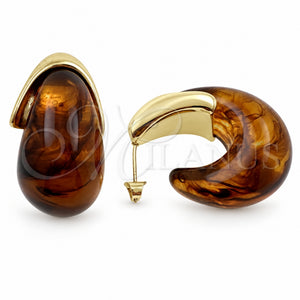 Argolla Pequeña 02.60.0180.25 Oro Laminado, Resinado Marron, Tono Dorado