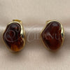 Arete Dormilona 02.60.0181 Oro Laminado, Resinado Marron, Tono Dorado