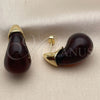 Arete Dormilona 02.60.0183 Oro Laminado, Diseño de Gota, Pulido, Tono Dorado