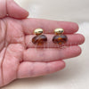 Arete Dormilona 02.60.0184 Oro Laminado, Resinado Marron, Tono Dorado