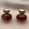 Arete Dormilona 02.60.0184 Oro Laminado, Resinado Marron, Tono Dorado