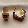 Argolla Pequeña 02.60.0185.22 Oro Laminado, Resinado Marron, Tono Dorado