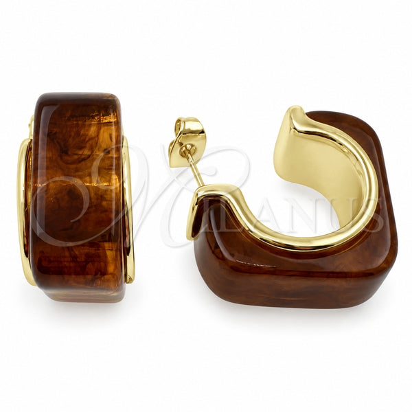 Argolla Pequeña 02.60.0185.22 Oro Laminado, Resinado Marron, Tono Dorado