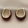 Argolla Pequeña 02.60.0186.20 Oro Laminado, Resinado Marron, Tono Dorado