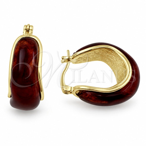 Argolla Pequeña 02.60.0186.20 Oro Laminado, Resinado Marron, Tono Dorado