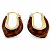 Argolla Pequeña 02.60.0187.25 Oro Laminado, Resinado Marron, Tono Dorado