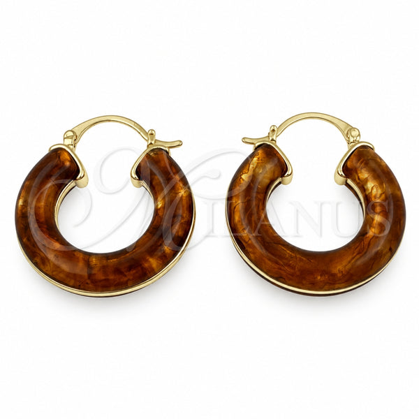 Argolla Mediana 02.60.0188.30 Oro Laminado, Resinado Marron, Tono Dorado