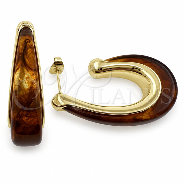 Argolla Pequeña 02.60.0189.20 Oro Laminado, Resinado Marron, Tono Dorado