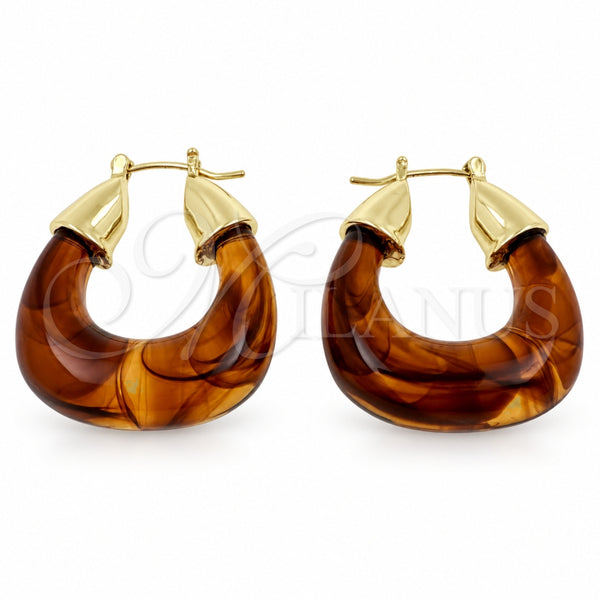 Argolla Mediana 02.60.0191.30 Oro Laminado, Resinado Marron, Tono Dorado