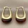 Argolla Pequeña 02.60.0192.20 Oro Laminado, Resinado Marron, Tono Dorado