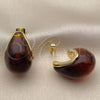 Arete Dormilona 02.60.0193 Oro Laminado, Diseño de Gota, Pulido, Tono Dorado