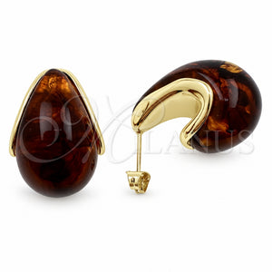 Arete Dormilona 02.60.0193 Oro Laminado, Diseño de Gota, Pulido, Tono Dorado