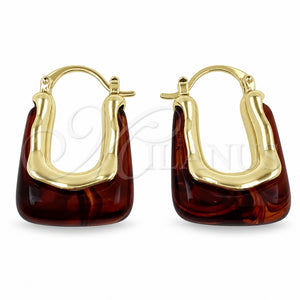 Argolla Pequeña 02.60.0194.20 Oro Laminado, Resinado Marron, Tono Dorado