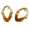 Arete Dormilona 02.60.0195 Oro Laminado, Resinado Marron, Tono Dorado