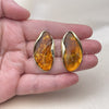 Arete Dormilona 02.60.0196 Oro Laminado, Resinado Marron, Tono Dorado
