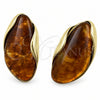 Arete Dormilona 02.60.0196 Oro Laminado, Resinado Marron, Tono Dorado