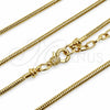 Gargantilla Elegante 04.341.0251.18 Oro Laminado, Diseño de Cola de Raton, Pulido, Tono Dorado (Grosor 02.7 MM, 18 Pulgadas de Largo)