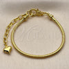 Pulsera Elegante 04.341.0251.07 Oro Laminado, Diseño de Cola de Raton, Pulido, Tono Dorado (Grosor 02.7 MM, 7 Pulgadas de Largo)