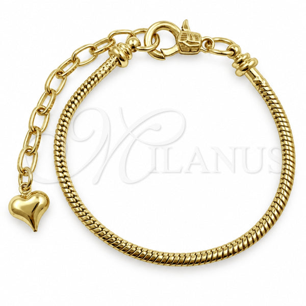 Pulsera Elegante 04.341.0251.07 Oro Laminado, Diseño de Cola de Raton, Pulido, Tono Dorado (Grosor 02.7 MM, 7 Pulgadas de Largo)