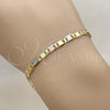 Pulsera Básica 04.213.0385.07 Oro Laminado, Diseño de Mariner, Diamantado, Tres Tonos (Grosor 04 MM, 8 Pulgadas de Largo)