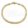 Pulsera Básica 04.213.0385.07 Oro Laminado, Diseño de Mariner, Diamantado, Tres Tonos (Grosor 04 MM, 8 Pulgadas de Largo)