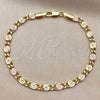 Pulsera Elegante 04.213.0387.08 Oro Laminado, Pulido, Tres Tonos (Grosor 04.2 MM, 8 Pulgadas de Largo)