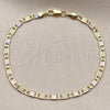 Pulsera Básica 04.213.0388.07 Oro Laminado, Diseño de Mariner, Pulido, Tres Tonos (Grosor 04 MM, 8 Pulgadas de Largo)
