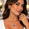 Collar, Dije y Anillo 06.424.0003.1 Oro Laminado, Diseño de Corazón, con Zirconia Cubica Zafiro Azul y Blanca, Pulido, Tono Dorado