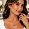 Collar, Dije y Anillo 06.424.0003.3 Oro Laminado, Diseño de Corazón, con Zirconia Cubica Negro y Blanca, Pulido, Tono Dorado