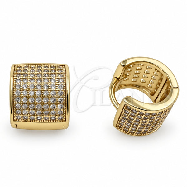 Argolla Huggie 02.195.0439.12 Oro Laminado, con Micro Pave Blanca, Pulido, Tono Dorado