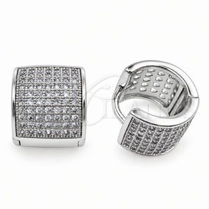 Argolla Huggie 02.195.0439.1.12 Oro Laminado Blanco, con Micro Pave Blanca, Pulido, Rodinado