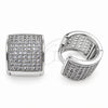 Argolla Huggie 02.195.0439.1.12 Oro Laminado Blanco, con Micro Pave Blanca, Pulido, Rodinado