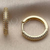 Argolla Huggie 02.195.0440.18 Oro Laminado, con Micro Pave Blanca, Pulido, Tono Dorado