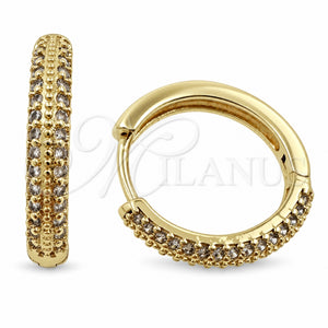 Argolla Huggie 02.195.0440.18 Oro Laminado, con Micro Pave Blanca, Pulido, Tono Dorado