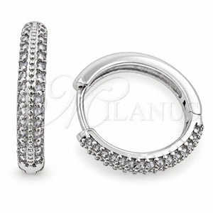 Argolla Huggie 02.195.0440.1.18 Oro Laminado Blanco, con Micro Pave Blanca, Pulido, Rodinado