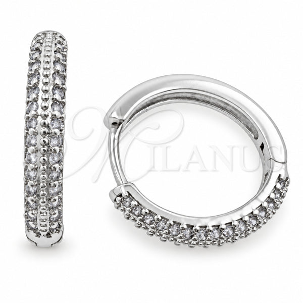 Argolla Huggie 02.195.0440.1.18 Oro Laminado Blanco, con Micro Pave Blanca, Pulido, Rodinado