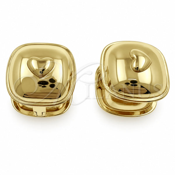 Argolla Huggie 02.195.0450.15 Oro Laminado, Diseño de Corazón, Pulido, Tono Dorado