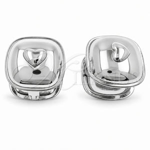Argolla Huggie 02.195.0450.1.15 Oro Laminado Blanco, Diseño de Corazón, Pulido, Rodinado