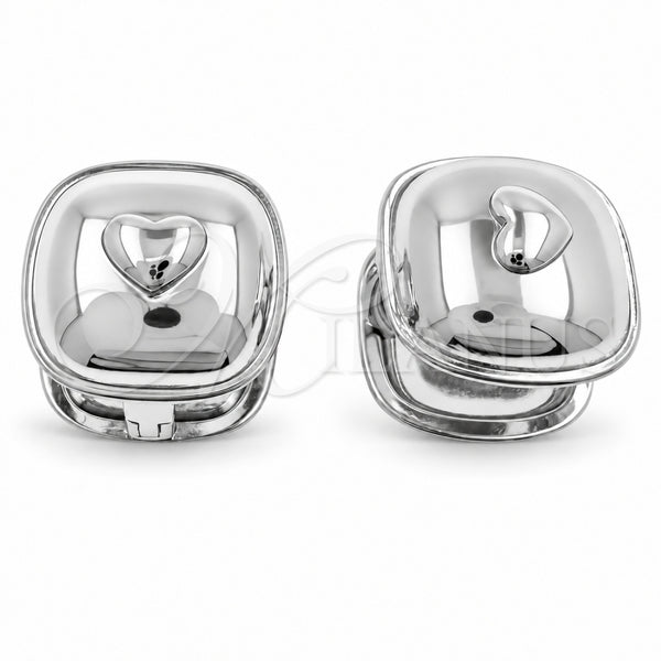 Argolla Huggie 02.195.0450.1.15 Oro Laminado Blanco, Diseño de Corazón, Pulido, Rodinado