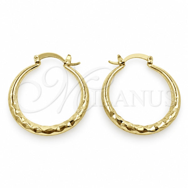 Argolla Mediana 02.170.0087.30 Oro Laminado, Diseño de Hueco, Diamantado, Tono Dorado