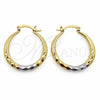 Argolla Mediana 02.170.0087.1.30 Oro Laminado, Diseño de Hueco, Diamantado, Tres Tonos