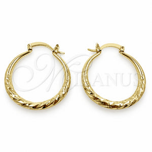 Argolla Mediana 02.170.0629.30 Oro Laminado, Diseño de Hueco, Diamantado, Tono Dorado