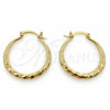 Argolla Mediana 02.170.0629.30 Oro Laminado, Diseño de Hueco, Diamantado, Tono Dorado