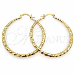 Argolla Grande 02.170.0629.50 Oro Laminado, Diseño de Hueco, Diamantado, Tono Dorado