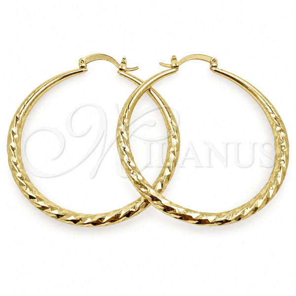 Argolla Grande 02.170.0629.50 Oro Laminado, Diseño de Hueco, Diamantado, Tono Dorado