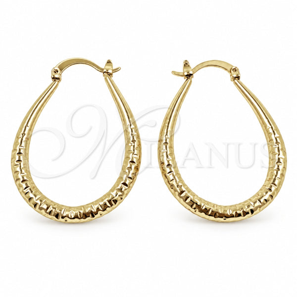 Argolla Mediana 02.170.0630.30 Oro Laminado, Diseño de Hueco, Diamantado, Tono Dorado