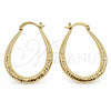 Argolla Mediana 02.170.0630.30 Oro Laminado, Diseño de Hueco, Diamantado, Tono Dorado