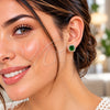 Arete Dormilona 02.344.0250 Oro Laminado, Diseño de Cluster, con Zirconia Cubica Verde y Micro Pave Blanca, Pulido, Tono Dorado