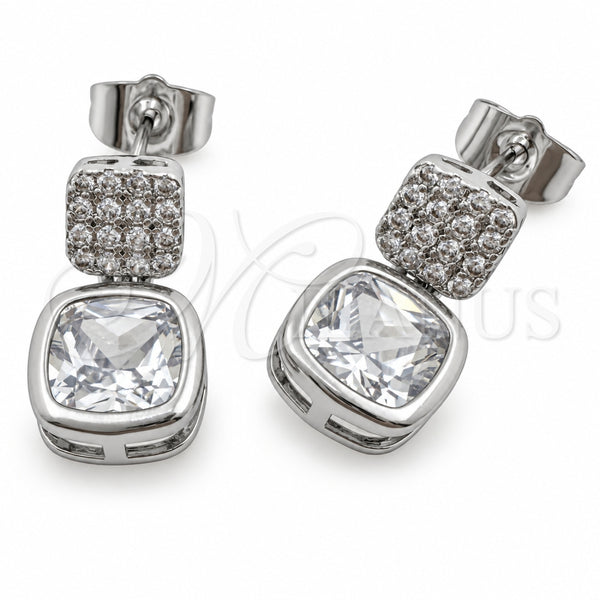 Arete Dormilona 02.344.0176.3 Oro Laminado Blanco, con Zirconia Cubica Blanca, Pulido, Rodinado
