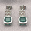 Arete Dormilona 02.344.0176.4 Oro Laminado Blanco, con Zirconia Cubica Verde y Blanca, Pulido, Rodinado